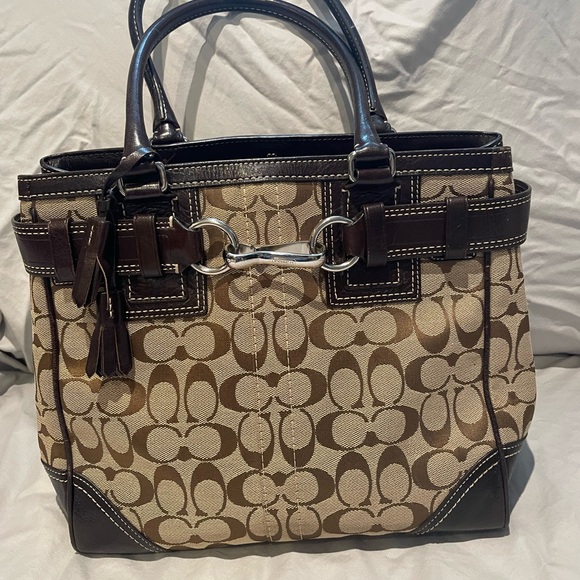 Coach Handbags - Coach Brown and Tan Signature Tote